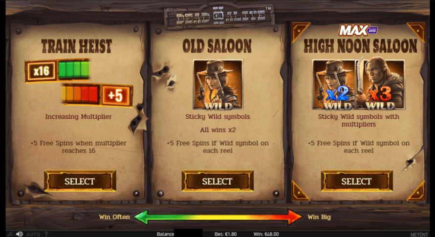 Three FS bonus options in the game